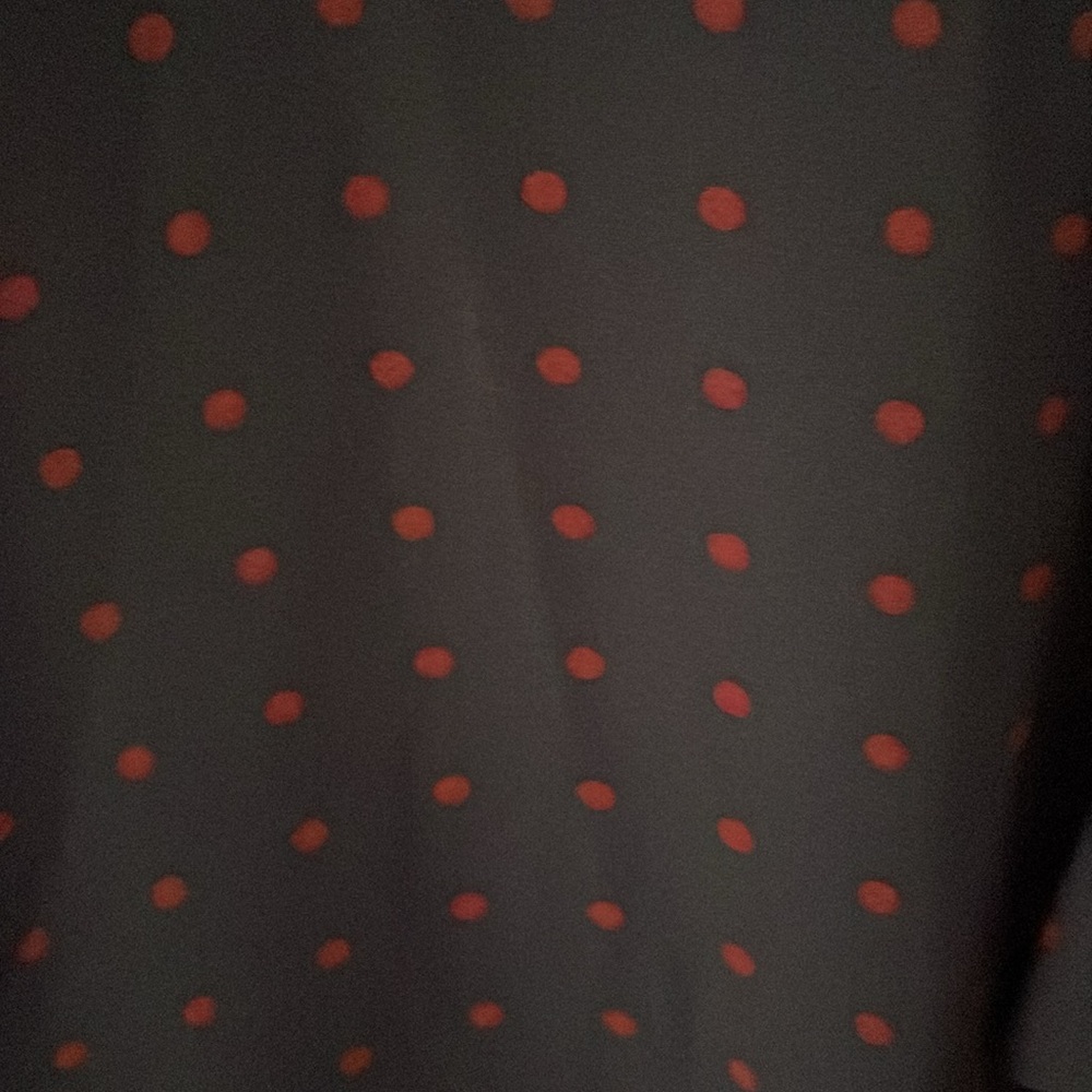 Lauren Ralph Lauren Navy Blue Ruffle Sleeved Polka Dot Blouse, size XL, NWT - Picture 7 of 12